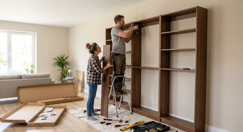 Built In Bookcase Installation in Durham, NC